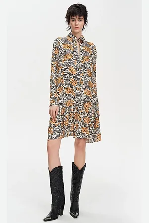 Marcell Von Berlin Volant Dress Wild Print Orange