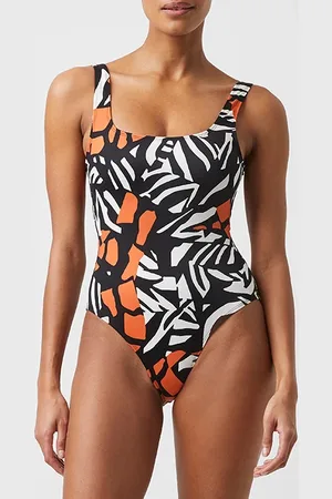 French Connection Recycled Afara Print Swimsuit Black
