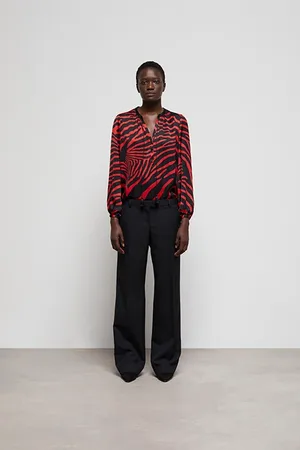 The Kooples Pantalon Costume Fit Tissu Moire Cote Black