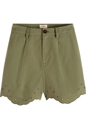 Scotch&Soda High Rise Embroidered Shorts Olive Green