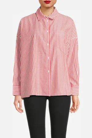 Rich & Royal Oversized Striped Blouse Organic Cherry Tomato
