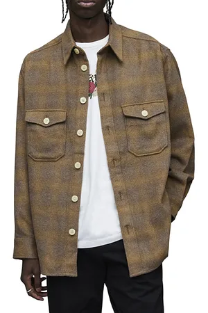 AllSaints Barba Ls Shirt Brown
