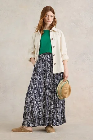 White Stuff Jada Eco Vero Maxi Skirt Blue Printed