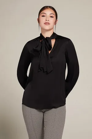 Elena Miro Ecovero™ Satin Blouse With Bow Black