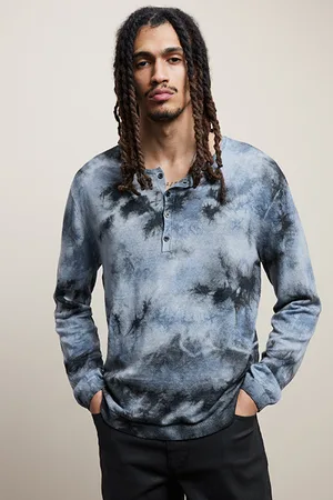 John Varvatos William Regular Fit Ls Henley With Tie D Stream Blue
