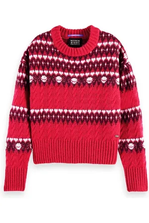 Scotch&Soda Fair Isle Knitted Cable Pullover Cosmic Pink