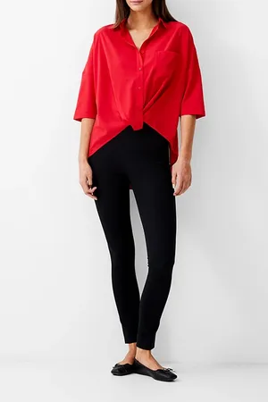 French Connection Twist Front Crepe Light Top Poppy