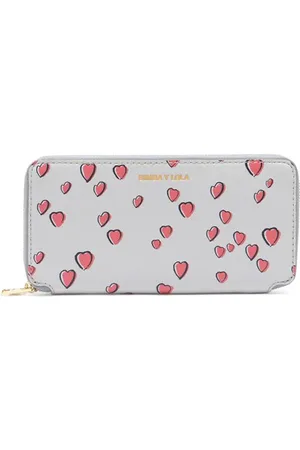 Bimba y Lola Light Gray Leather Small Hearts Wallet