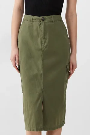 French Connection Cargo Midi Skirt Khaki