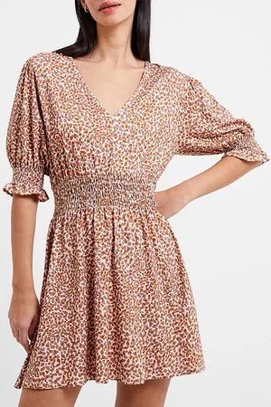 French Connection Meadow Cadie V-neck Smocked Dress Shifting Sand