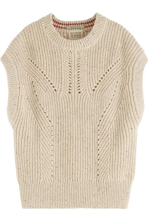 Scotch&Soda Neppy Yarn Sleeveless Pullover White Sand