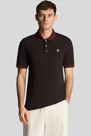 Lyle & Scott Tonal Ringer Polo Shirt Jet Black/ Burgundy