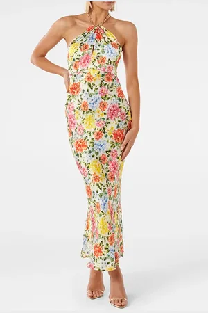 Forever New Esperance Satin Halter Midi Bright Hardwick Floral
