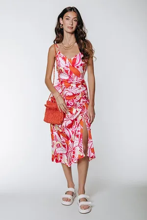 Colourful rebel Zeva Big Flower Midi Dress Multicolor