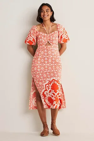 Boden Halterneck Cutout Column Dress Red