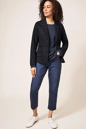 White Stuff Olivia Wool Mix Jersey Blazer Grey
