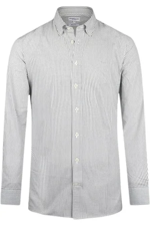 McGregor Striped Poplin Shirt Dark Sage