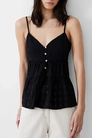 French Connection Strappy Panelled Cami Top Black