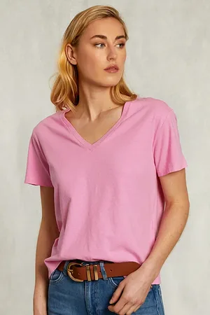 River Woods Pink Basic V-neck T-shirt Pink