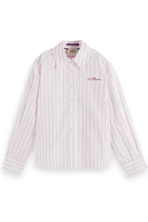 Scotch&Soda Oversized Embroidery Crispy Cotton Shirt Orchid Stripe