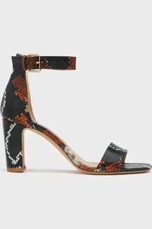 LK Bennett Nora Strap Block Heel Sandal Orange/green