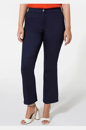 Elena Miro Cropped Kick Flare Trousers Dark Blue