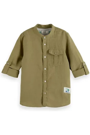 Scotch&Soda Linen Long-sleeved Shirt Khaki