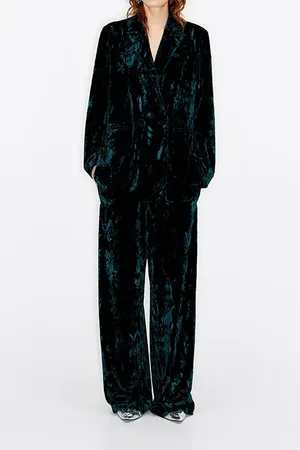 Bimba y Lola Green Velvet A-line Blazer