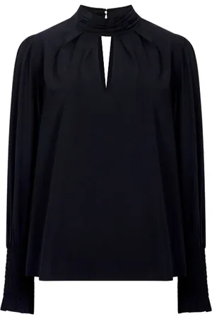 French Connection Crepe Light Keyhole Ls Black