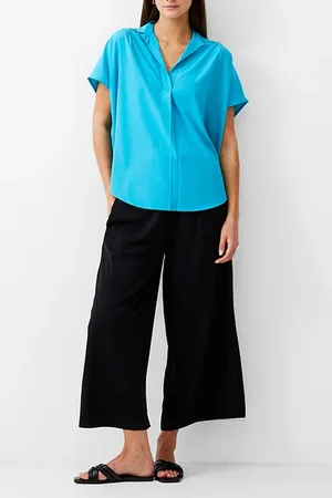 French Connection S/s Crepe Light Popover Peacock