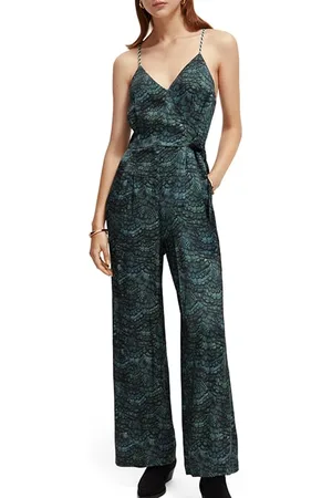Scotch&Soda Waisted Belt Detail Jumpsuit Feather Bottle Green