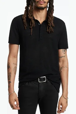 John Varvatos Irwin Regular Fit Ss Polo With Texture Black