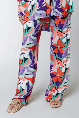 Colourful rebel Melody Big Flower Straight Pants Multicolor
