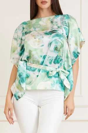 Guess GUESS Baja Beach Kimono Roses Bouquet Blouse Print