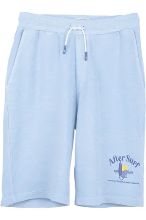 Scotch&Soda Mid-length - Garment-dyed Felpa Sweatshorts Bicycle Blue