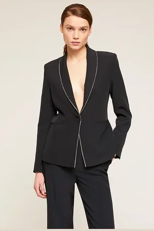 Motivi Single-breasted Blazer With Jewel Border Black