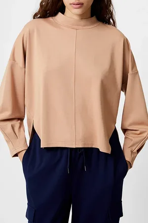 French Connection Turtle Cut Ls Tan