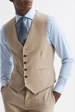 Reiss Wish-plain Waistcoat Oatmeal