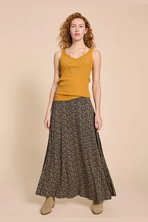 White Stuff Jada Eco Vero Maxi Skirt Black Printed