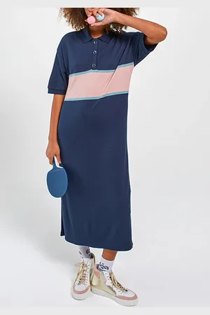 ICODE Navy Colourblock-style Polo Dress Navy