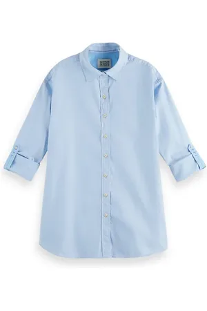 Scotch&Soda Oversized Oxford Shirt With Roll Up Sleeve Blue Oxford