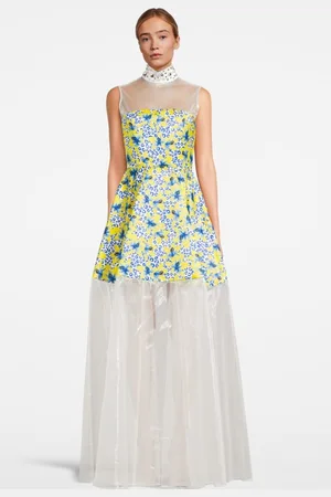 Marcell Von Berlin Women‘s Floral Fabric Evening Gown White Lilly Print/ White