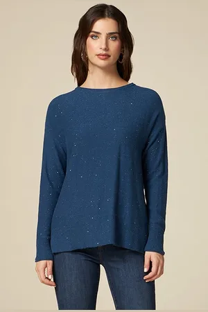 Oltre Cashmere Blend Lurex Sweater Blue