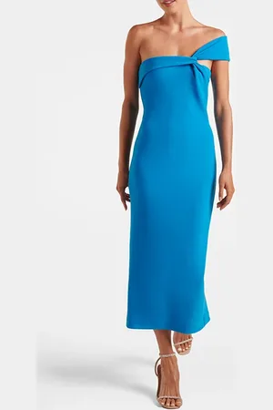 Forever New Haylee Asymm Neck Bodycon Midi Brilliant Blue