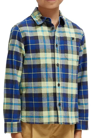 Scotch&Soda Yarn-dyed Check Flannel Shirt In Organic Cotton Blue Multico