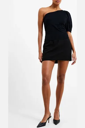 French Connection Rosanna Cot Mix 1 Shoulder Top Black