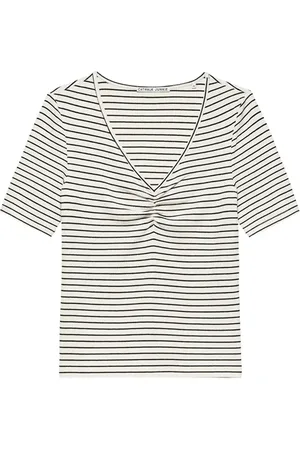 Catwalk Junkie V Neck Ribbed Tee Off White