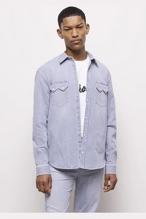 The Kooples Chemise Denim À Rayure Blue Denim