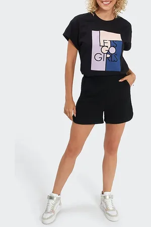 ICODE Black T-shirt With Colour Block Slogan