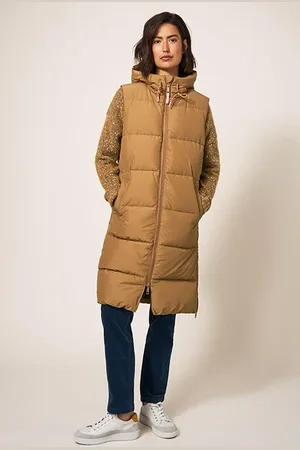 White Stuff Ember Quilted Gilet Mid Tan